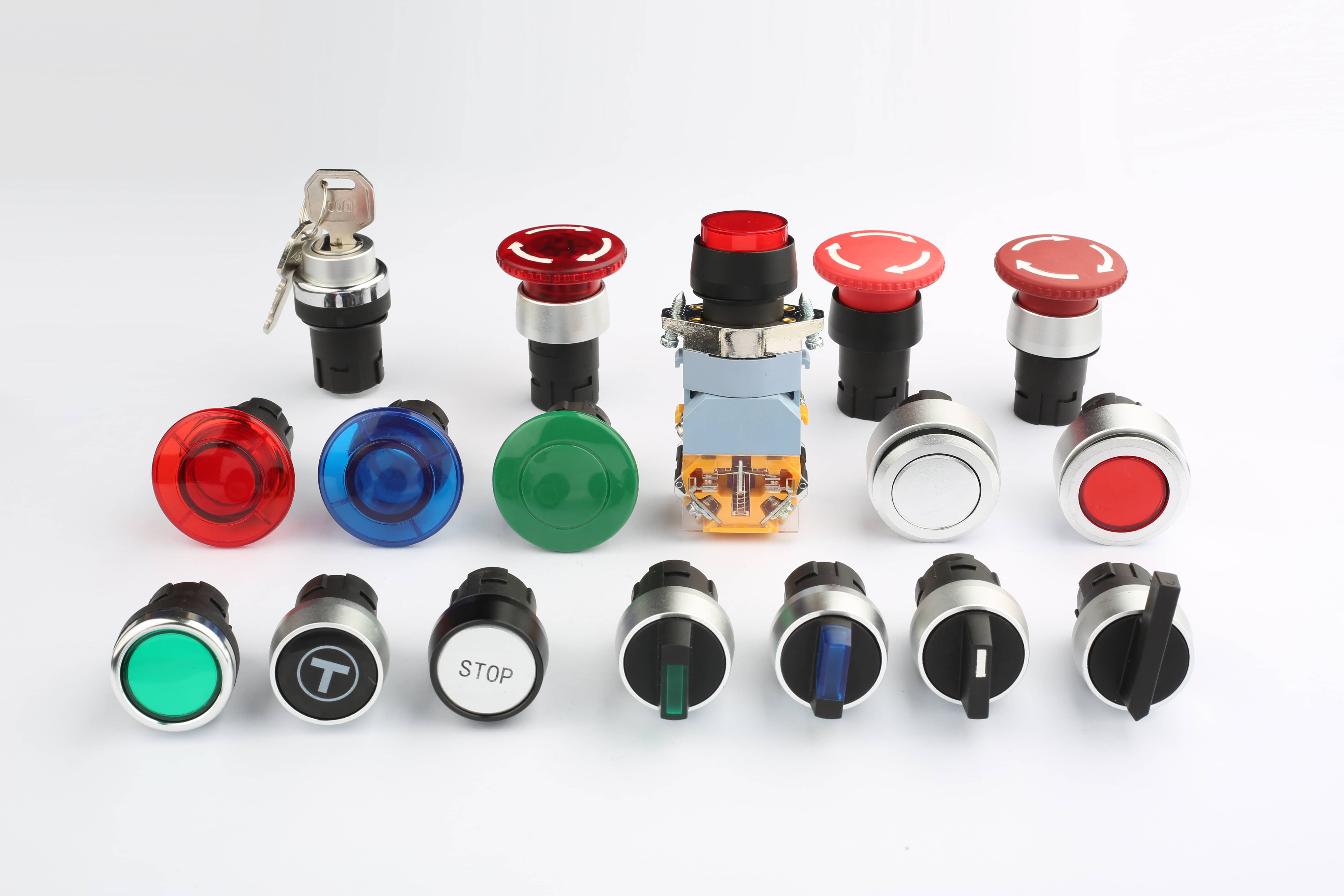 Latching emergency stop button switch principle and structure