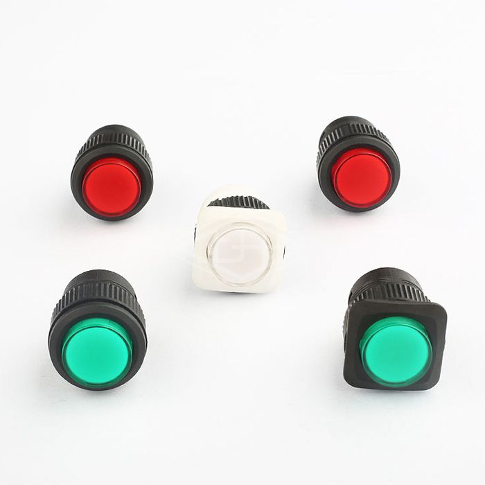 16mm Green led light round 5v led self lock illuminated push button switch