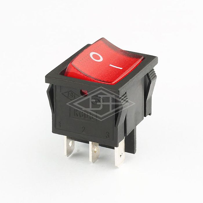 Hot sale red 6a 250v t120 kcd5 on off on illuminated rocker switch