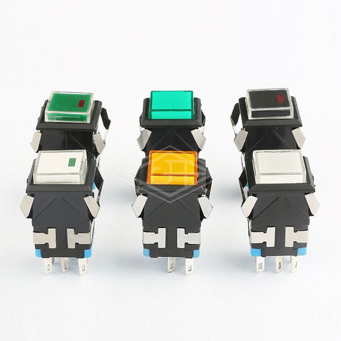 8 Pin White IP40 Push on Push off Micro Switch Led Push Button Switch