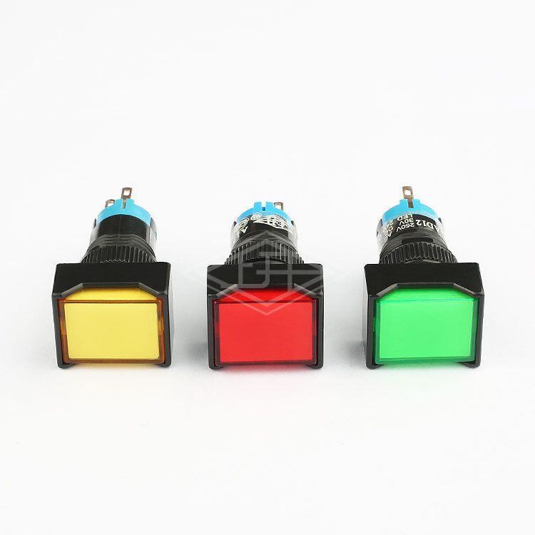 12mm 5 pins push button switch illuminated douple pole push button switch latching yellow push button switch