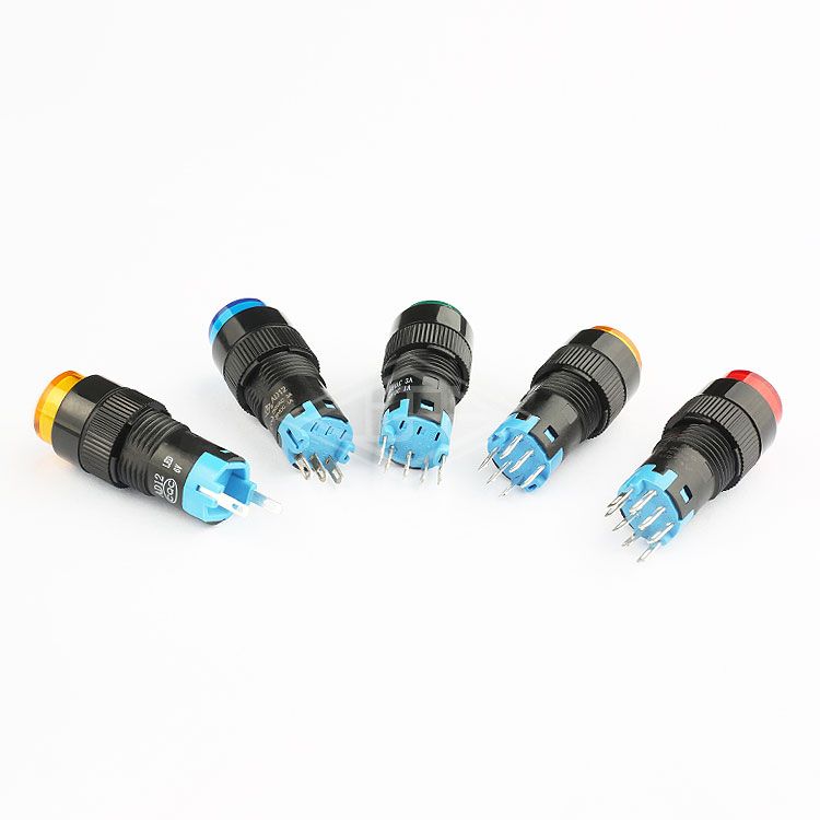 12mm 5pin push button switch led lighted self lcoking push button switch illuminated round green push button switch