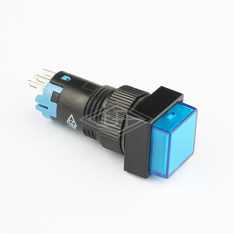 12mm 3pin push button switch illuminated latching push button switch led lighted square blue 3a 250vac push button switch