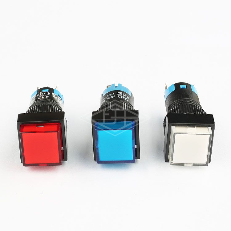 12mm 3pin push button switch illuminated latching push button switch led lighted square blue 3a 250vac push button switch