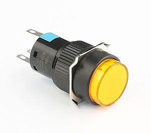 16mm 5pin push button switch led illuminated push button switch self locking 3a 250vac single pole yellow round push button switch