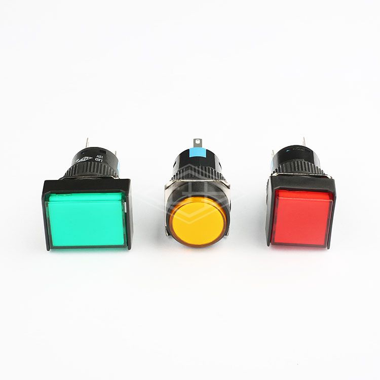 16mm 5pin push button switch led illuminated push button switch self locking 3a 250vac single pole yellow round push button switch