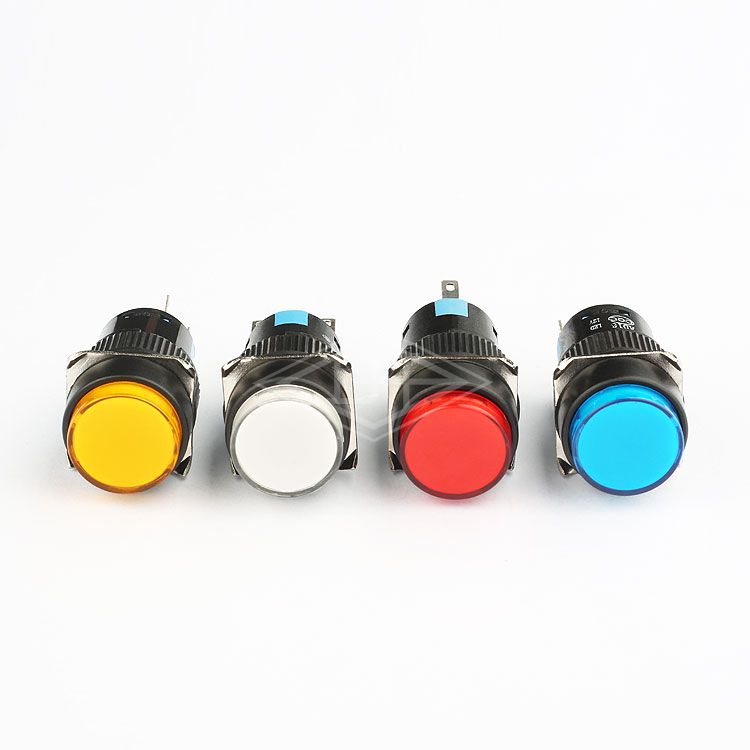 16mm 5pin push button switch led illuminated push button switch self locking 3a 250vac single pole yellow round push button switch