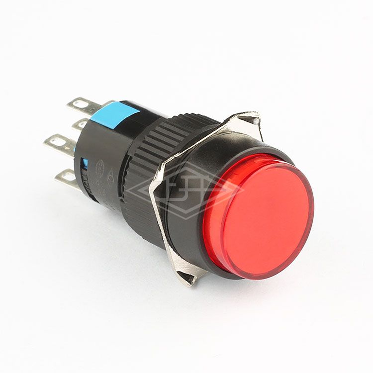 16mm 5pin push button switch illuminated self locking push button switch single pole round red push button switch