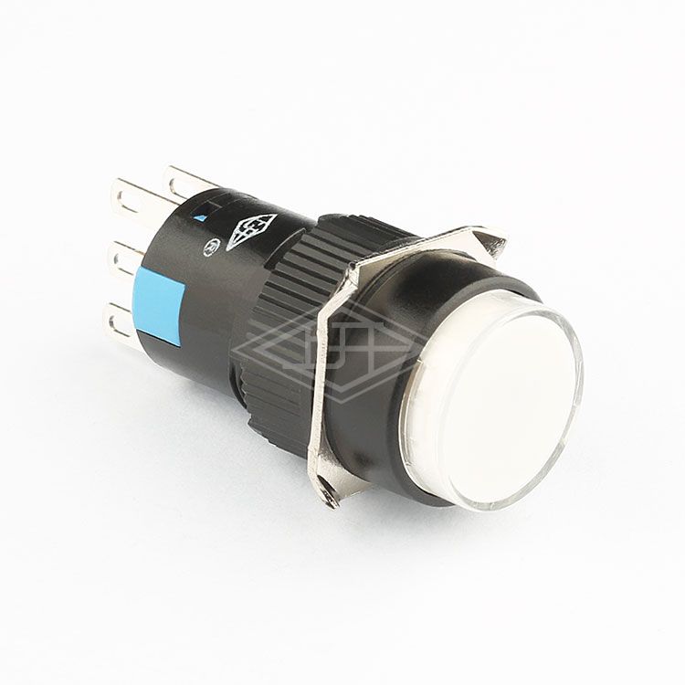 16mm 250VAC 6 pins single pole momentary white round push button switch