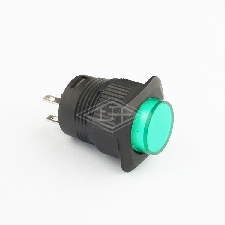 16mm 2 pin push button switch 1a 250vac single pole self locking push button switch green panel electonic push button switch