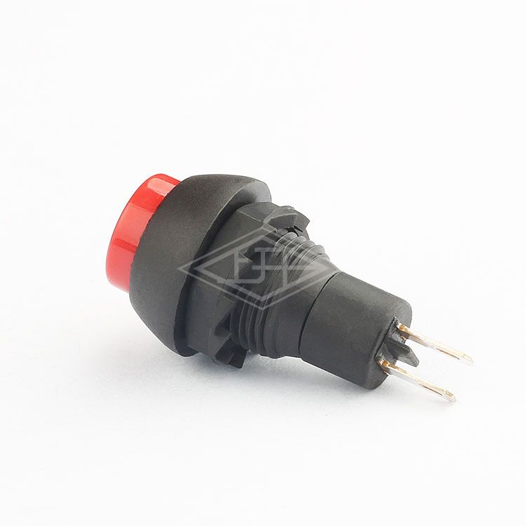 12mm 2 pin push button switch spst normal on push button switch self locking screw thread red electrical 1a 250vac 1e4 push button switch