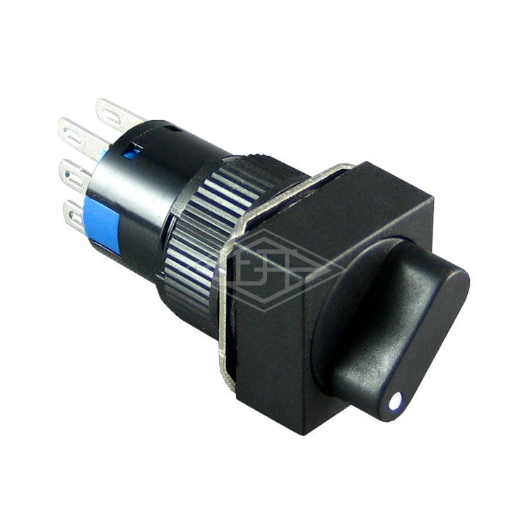 3A 250V AC 16mm square IP40 6 pin 2 way 2 position and 3 position miniature rotary switches