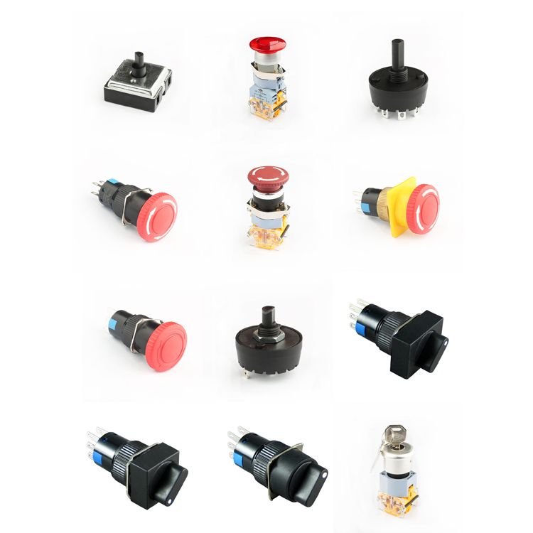 3A 250V AC 16mm square IP40 6 pin 2 way 2 position and 3 position miniature rotary switches