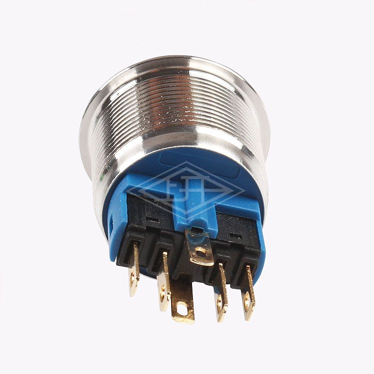 6 pin round 22mm panel pushbutton switch illuminated dot 5a 250vac waterproof push button switch led lighted stainless steel mental push button