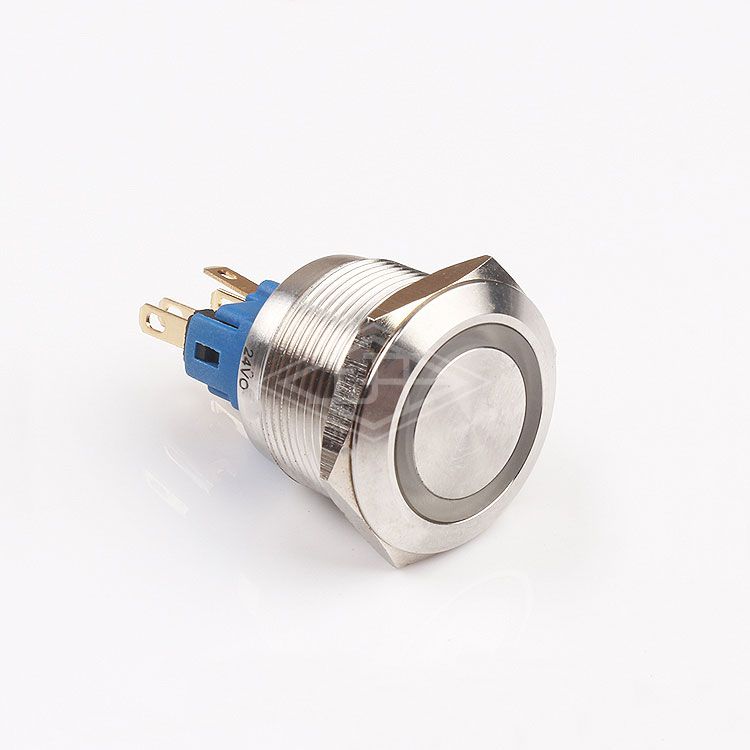 6 pin round 22mm panel pushbutton switch illuminated ring 5a 250vac waterproof push button switch led lighted stainless steel mental push button