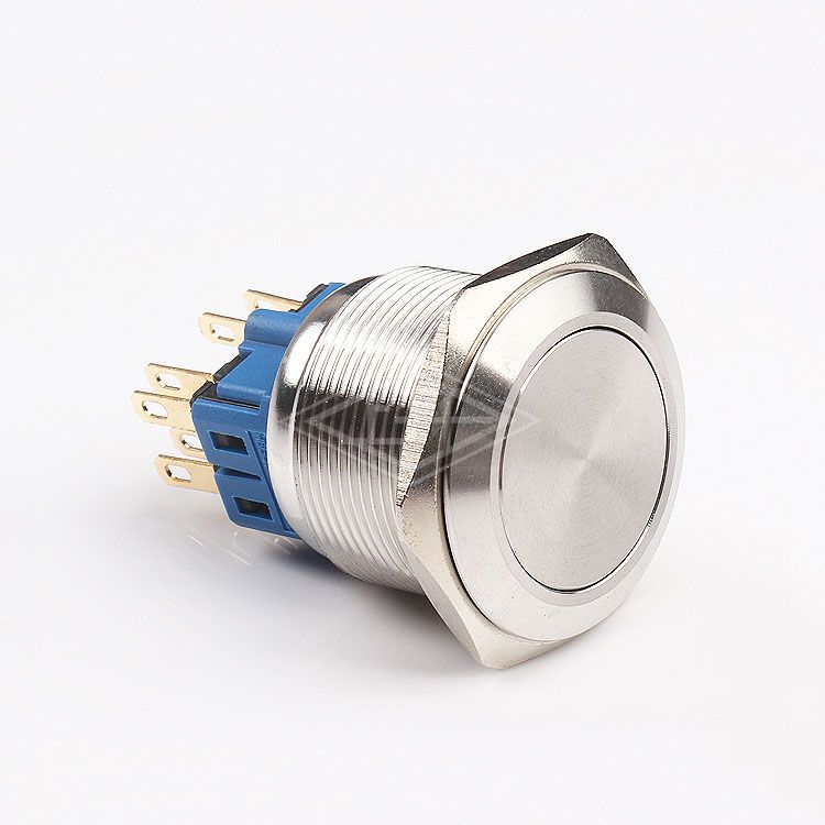 8 pin round 25mm panel pushbutton switch 5a 250vac waterproof push button switch  stainless steel metal push button switch