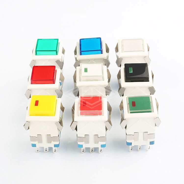 led light illuminated push button switch latching double pole push button switch 8 pin power on off switch push button