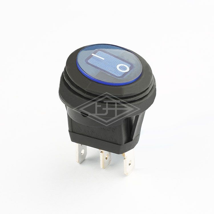 KCD8 3 pins waterproof on off  blue illuminated rocker switch