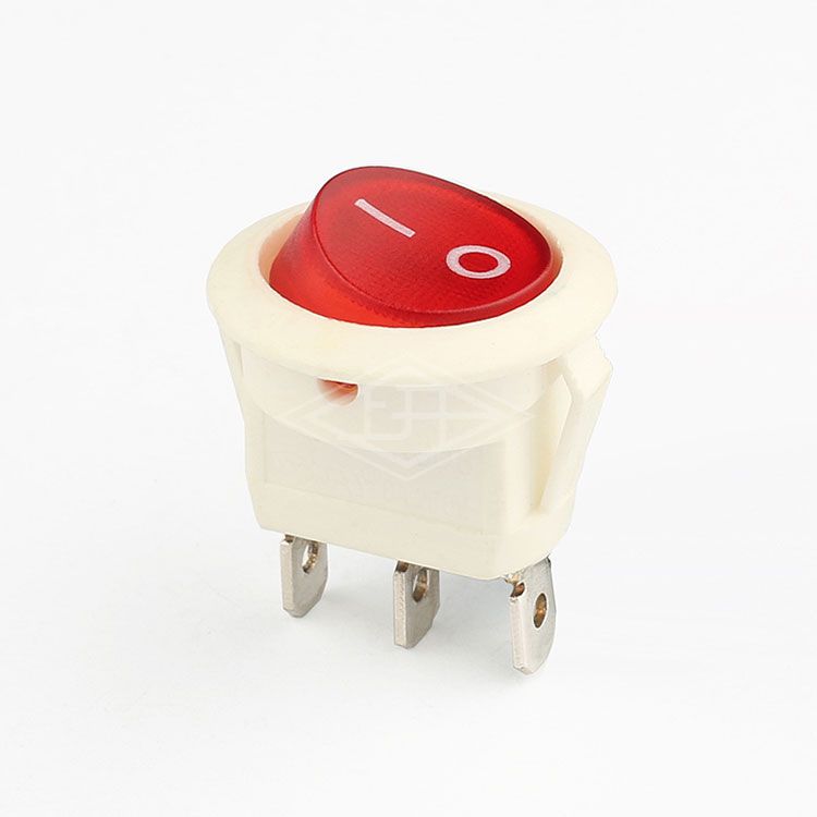 KCD8 3pin on off white red round rocker switch