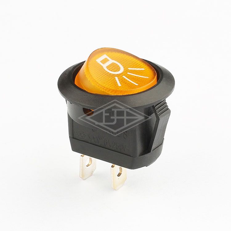 KCD8 SPST orange illuminated round on off rocker switch