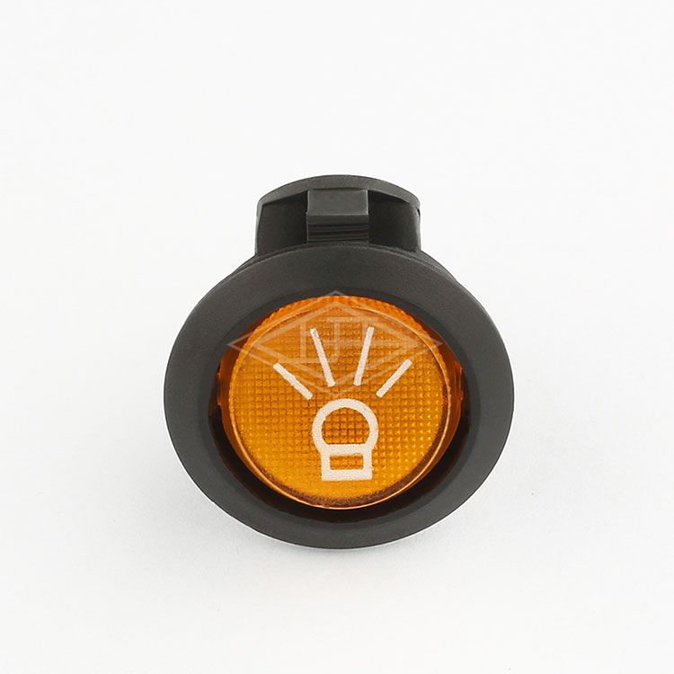 KCD8 SPST orange illuminated round on off rocker switch
