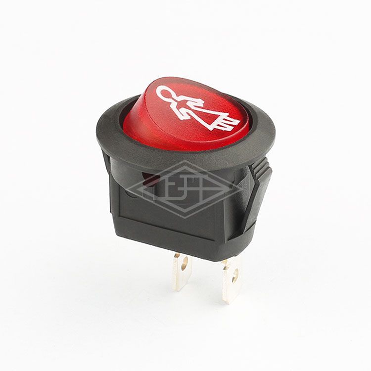 KCD8 SPST illuminated on off 2 pins red round rocker switch