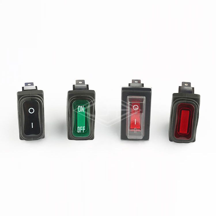 KCD1 SPST 2 pins red illuminated waterproof cover rocker switch