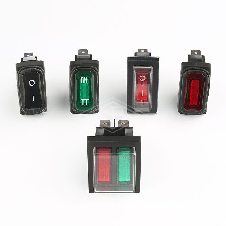 KCD1 SPST illuminated green Arc-shaped actuator  rocker switch