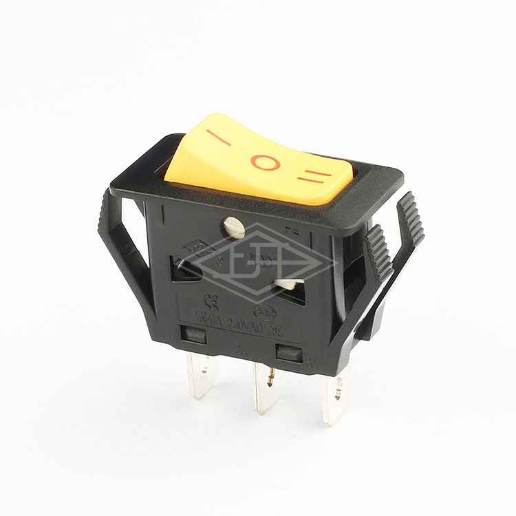 KCD1 yellow Arc-shaped actuator 3 pins SPTT rocker switch