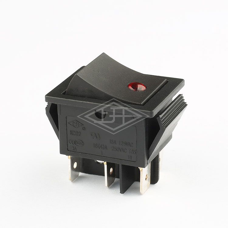 KCD2 6pins DP DT red luminous point rocker switch