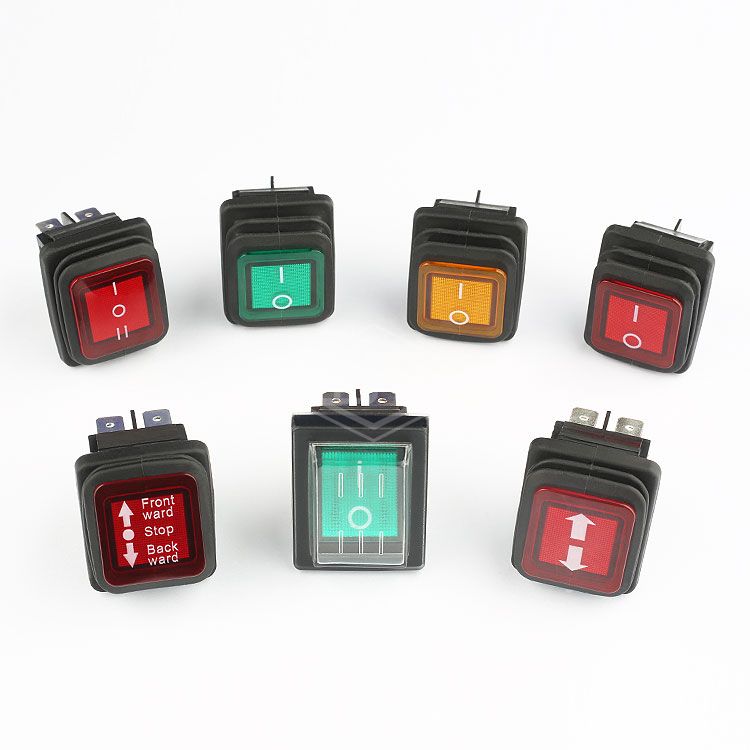 KCD2 6pins DP DT red luminous point rocker switch