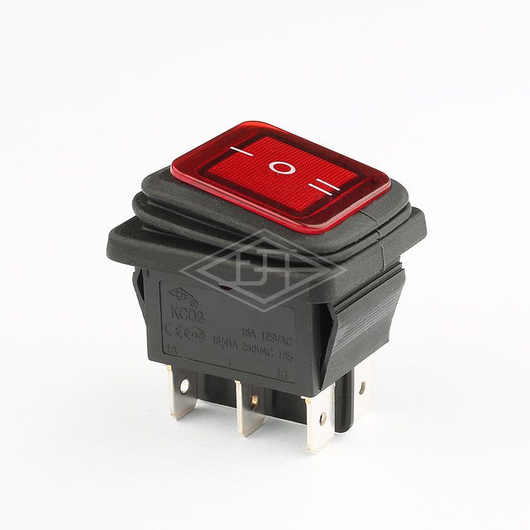 KCD2 DPDT 6 pins waterproof illuminated red rocker switch