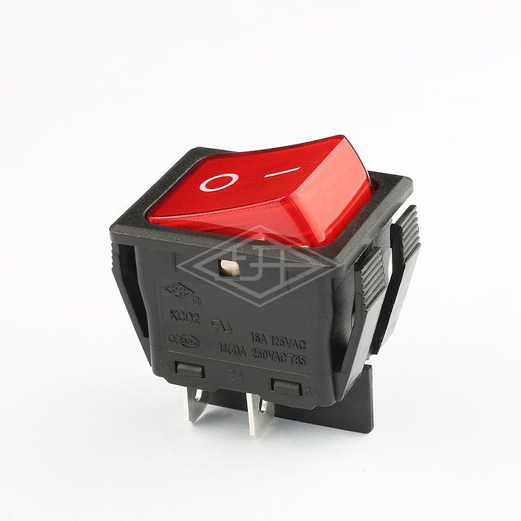 KCD2 DPST 4 pins red illuminated momentary waterproof rocker switch