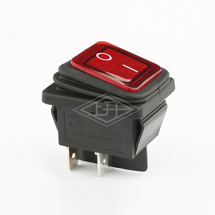 KCD2 DPST 4 pins red illuminated momentary waterproof rocker switch