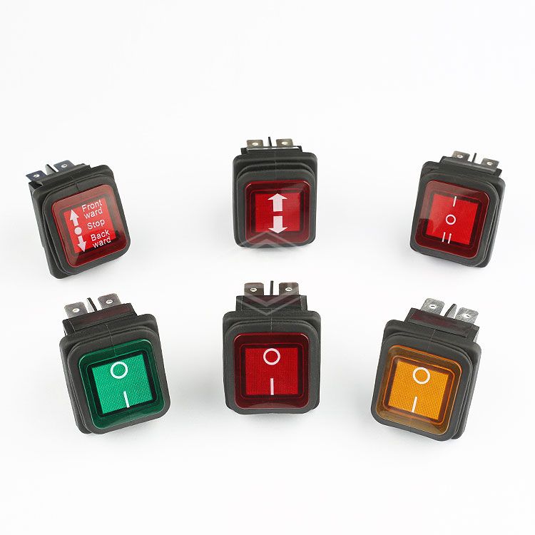 KCD2 DPST 4 pins red illuminated momentary waterproof rocker switch