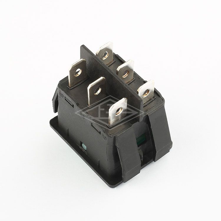 KCD2 DPTT on off on green illuminated waterproof rocker switch