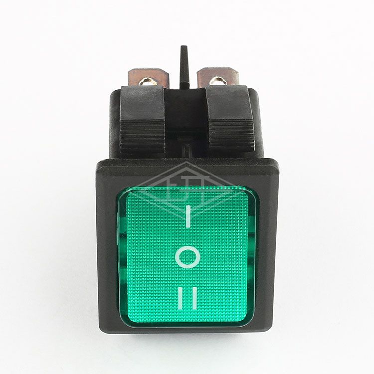 KCD2 DPTT on off on green illuminated waterproof rocker switch