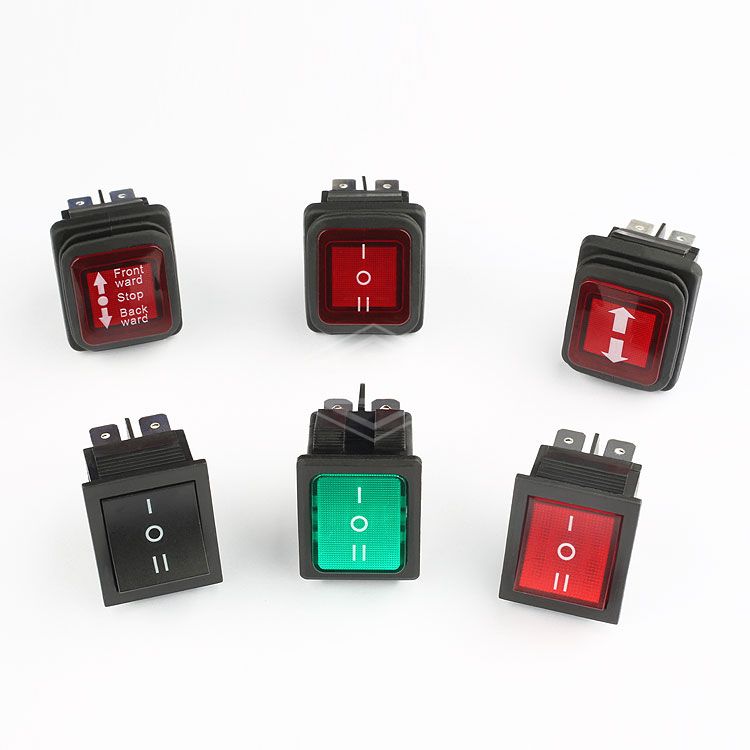 KCD2 DPTT on off on green illuminated waterproof rocker switch