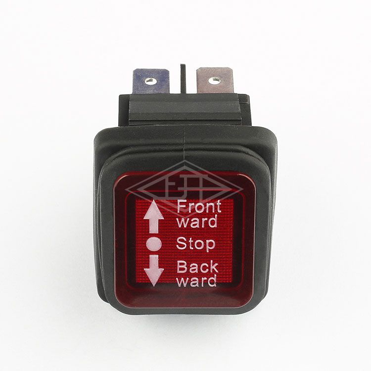 KCD2 DPTT 6 pins red illuminated waterproof rocker switch