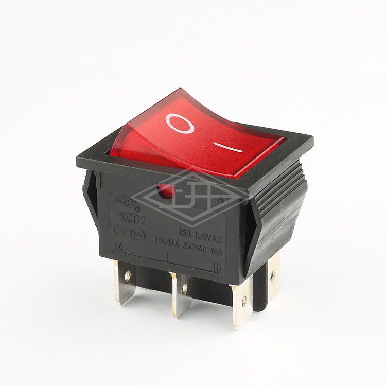 KCD2 red 6 pins DPDT on off illuminated rocker switch