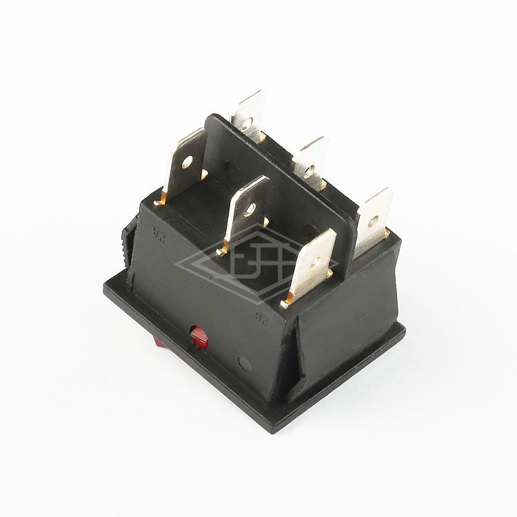 KCD2 red 6 pins on off on DPTT illuminated rocker switch