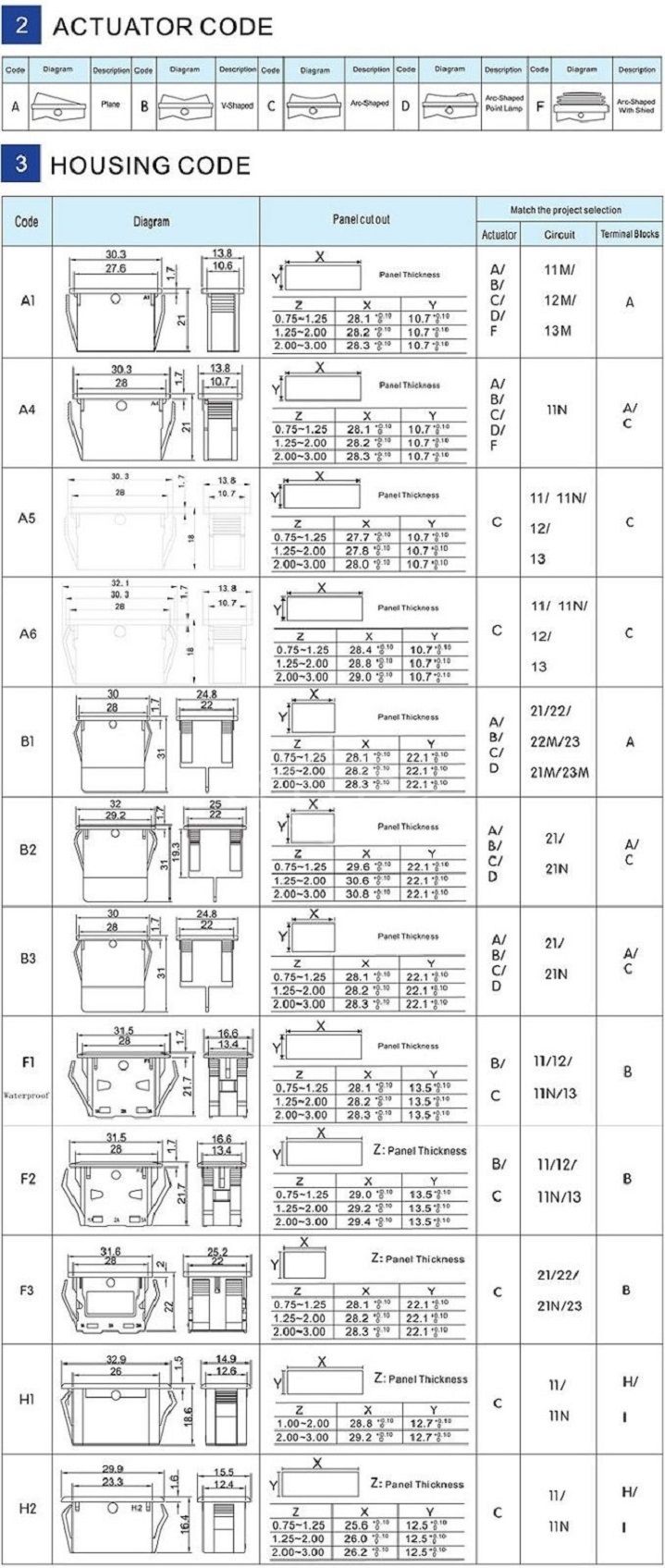 KCD1 DP-DT 6 pins red illuminated  rocker switch